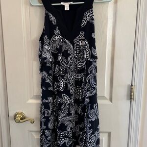 White House Black Market Black and White Paisley Midi Dress